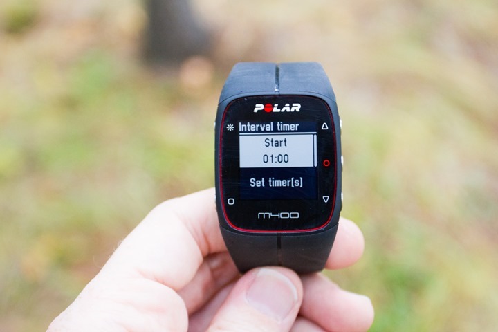 polar m400 interval timer