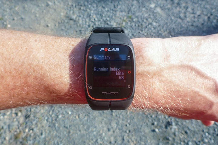 Polar m400 hot sale running index