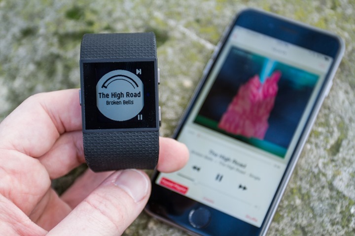 fitbit surge music control