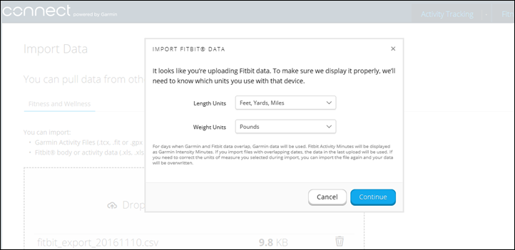 garmin connect export csv