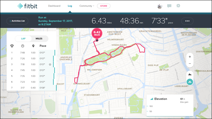 fitbit ionic gps map