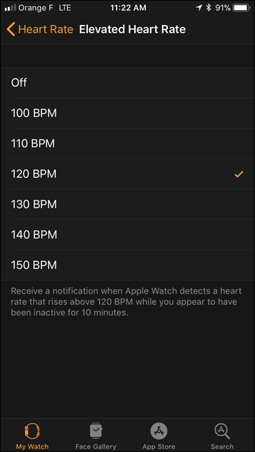 Apple Watch Series 3 Elevated HR Notice Customization