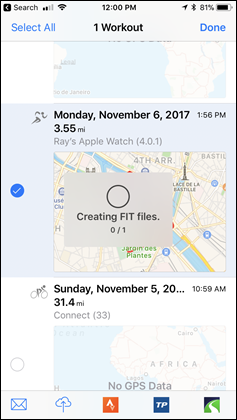 Apple Watch Series 3 HealthFit FIT File Creation