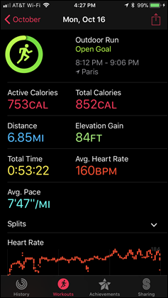 Apple Watch Series 3 Workouts App Main Page