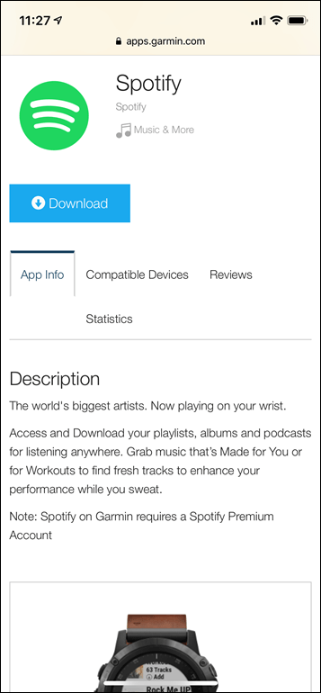 Garmin download music discount spotify