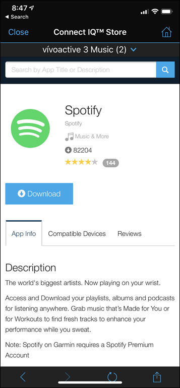 Can you use spotify best sale on garmin vivoactive 3