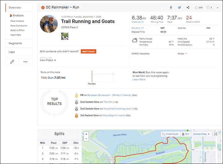 Coros pace 2025 2 strava