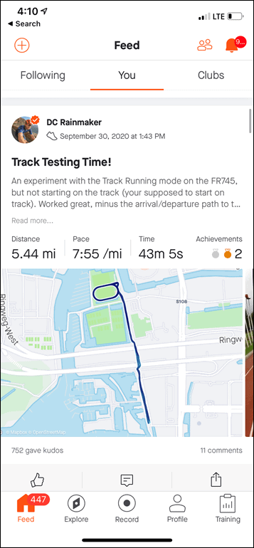 Strava best sale run tracker