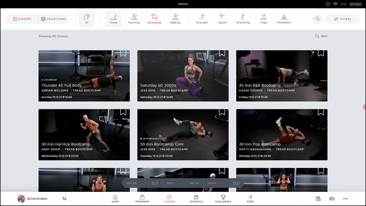 Peloton tread bootcamp online classes