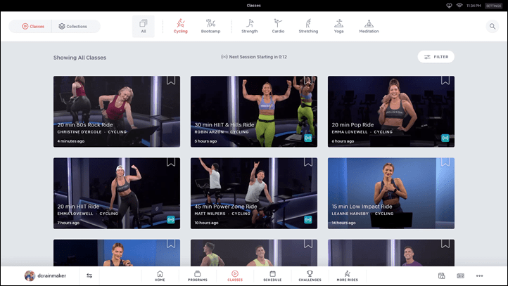 Peloton app cycling online classes