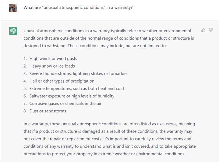 WarrantyAtmosphericConditions