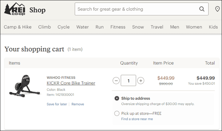 Rei best sale wahoo kickr