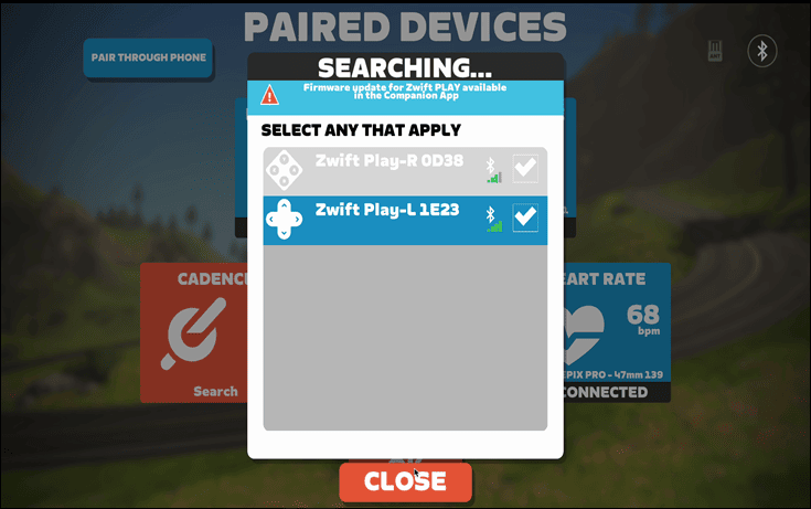 Zwift-Controller-Pairing-Screen