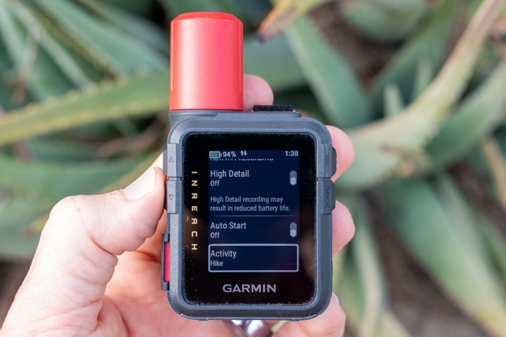 Garmin inReach SportModeSelection.
